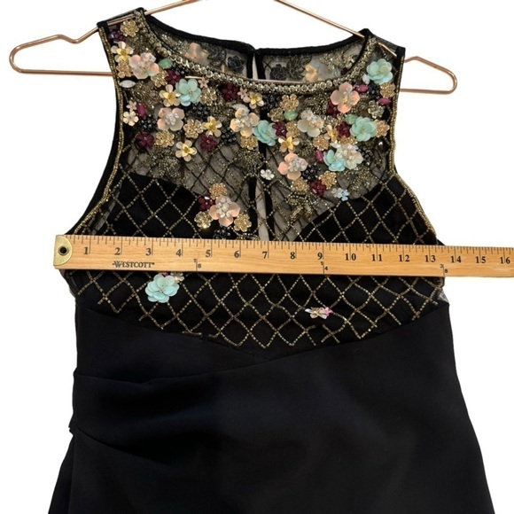 PARKER BLACK Floral Beaded Rouched Side Black Dress - Picture 9 of 12